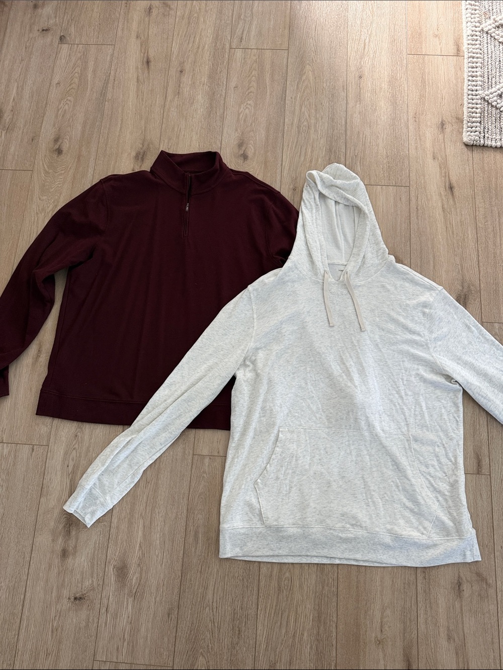 Sonoma Men's Burgundy Quarter-Zip and Light Gray Hooded Pullover Set